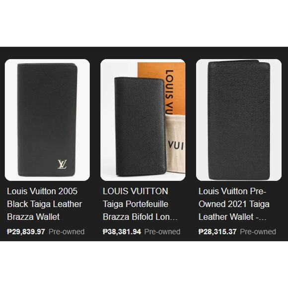 B114 💎✨Authentic Louis Vuitton Brazza Black Taiga Wallet - Picture 5 of 7